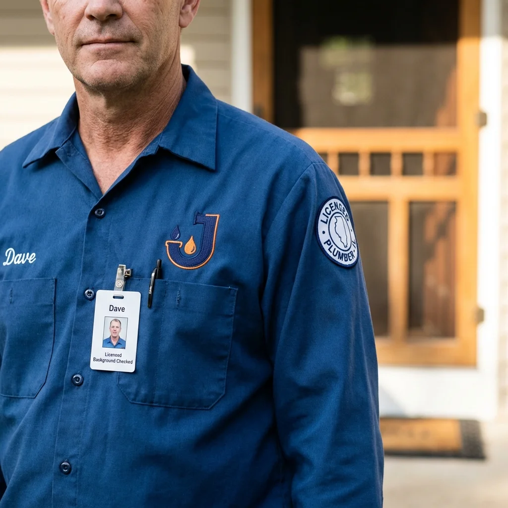 Licensed plumber showing ID badge in South Plainfield, NJ