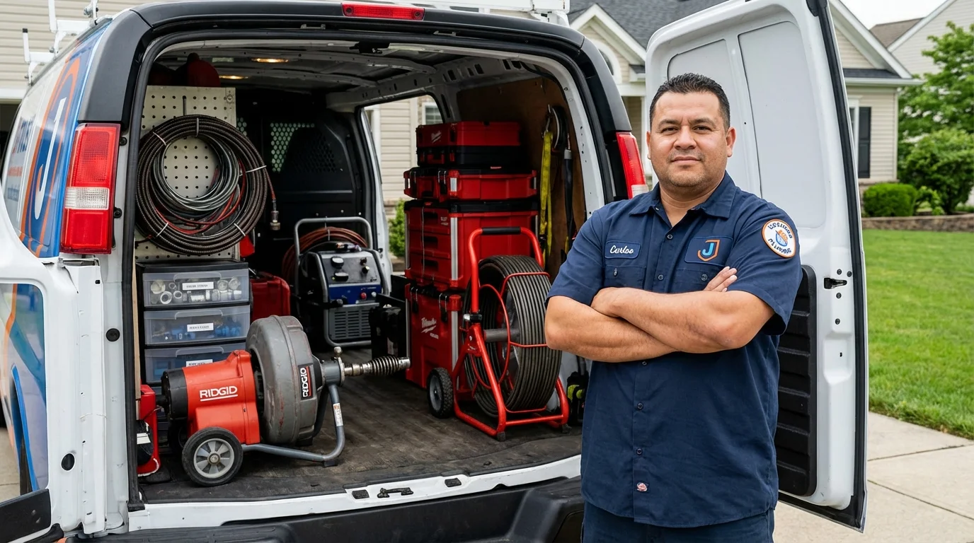 Professional drain cleaning equipment and Johns Plumbing LLC plumber in South Plainfield